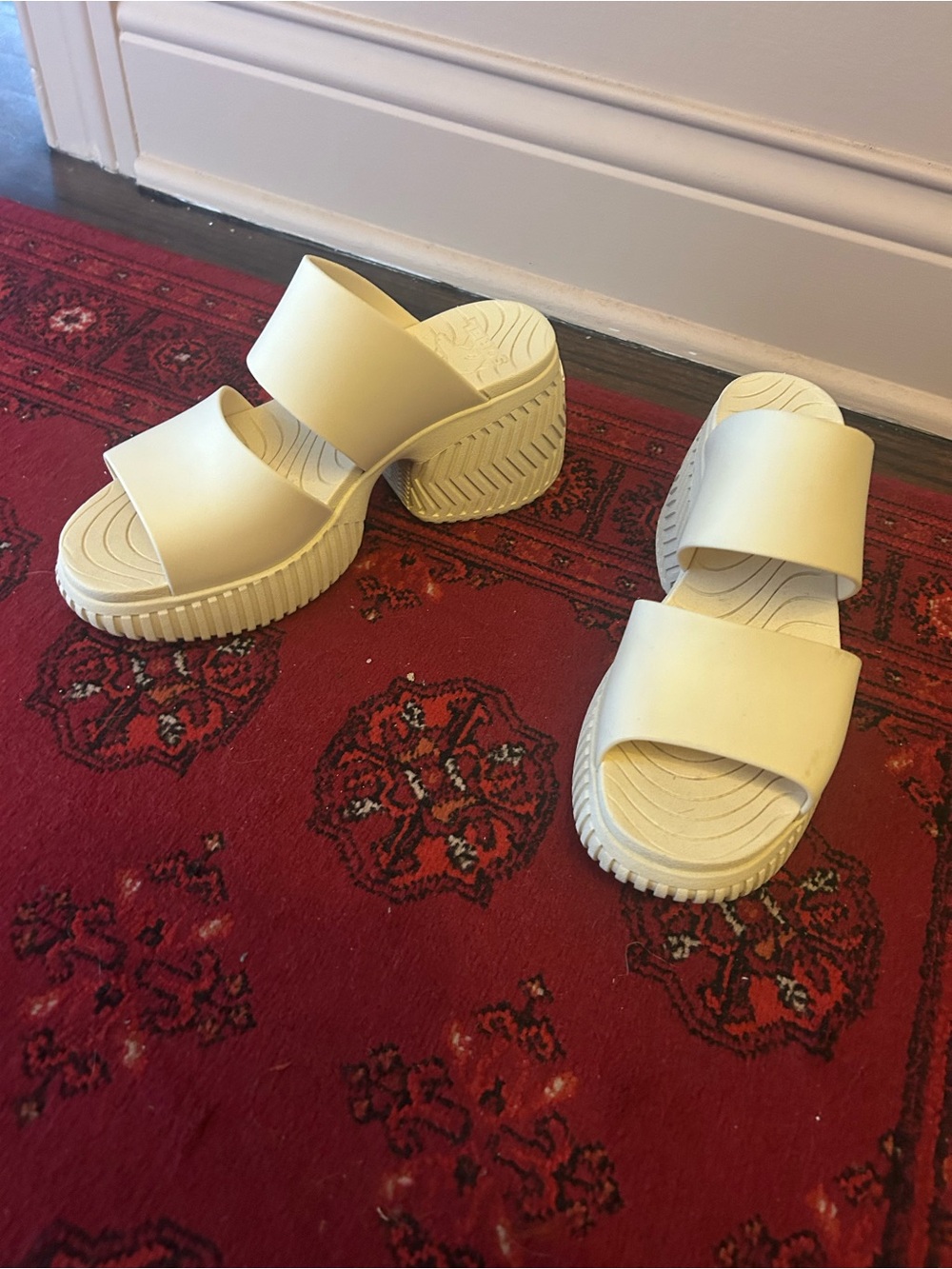 Sorel Cream Double-Band Platform Mules